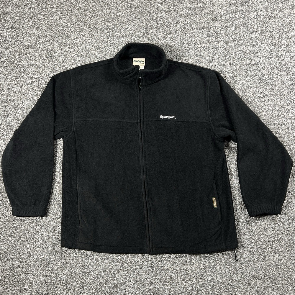 Remington Jacket Mens L Black Fleece Full‎ Zip Pockets Lightweight Outdoor